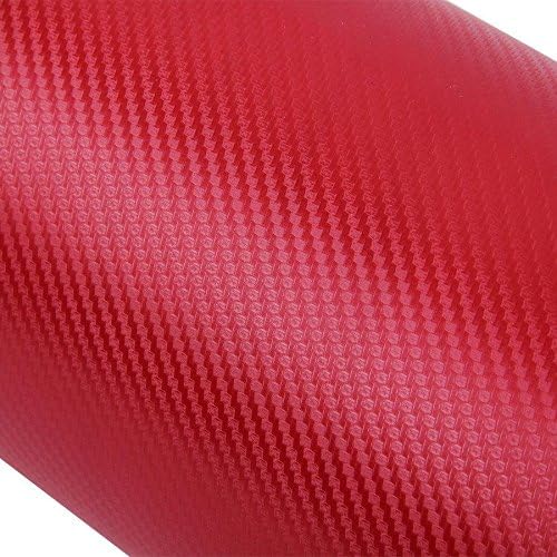 F & B LED LIGHTS Red 3D Carbon Fiber Film Twill Weave Vinyl Sheet Roll Wrap (24" X 60", Red)