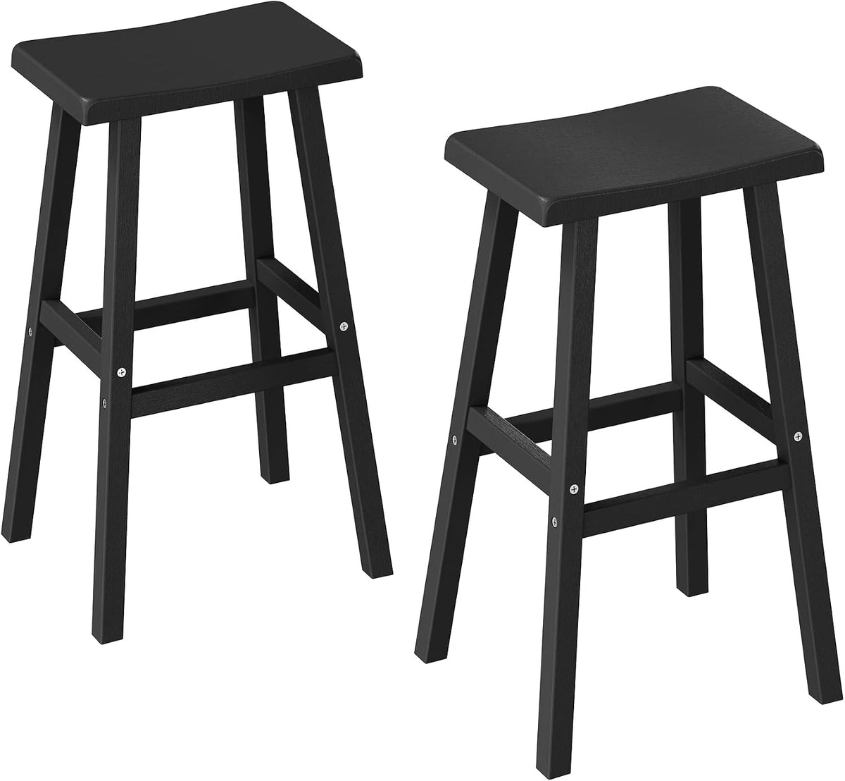 KAMABOKO 2 Set 29" HDPE Bar Stools Set Outdoor, Durable Resin Bar Chairs with Footrest, Weatherproof & Ergonomic Barstools for Patio, Deck & Poolside, Black