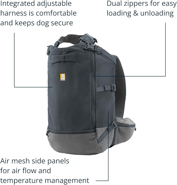 Ruffwear, Hitch Hiker Dog Backpack Carrier, Hands-Free Dog Carrier Backpack with Breathable Mesh, EVA Foam Padding, Durable Polyester, Lightweight Design for Small Dogs, Basalt Gray, Small