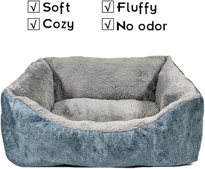 Dog Beds for Medium Dogs,Dog Beds & Furniture,Fluffy Fleece,Support Round,PP Padding Cotton,Washable,Anti-Slip Bottom,Starry Blue&Dark Grey,up to12 lbs