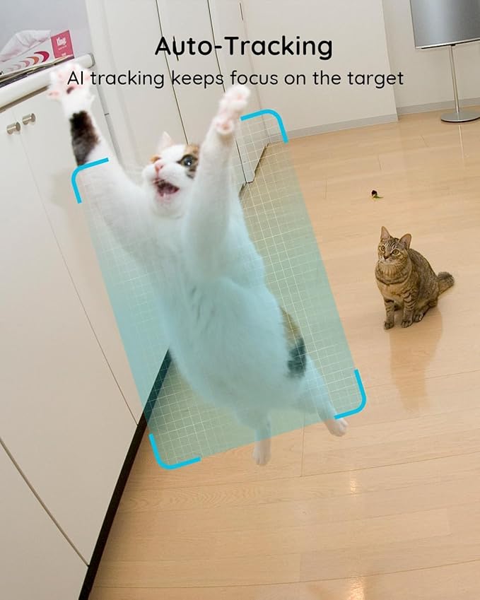 VIRTAVO Indoor Pet & Baby Camera, No Subscription Required, Dual-Lens 360° PTZ, Motion Tracking, 2-Way Audio, Night Vision, Cloud/SD Storage, Phone App, WiFi, 4-Pack, Power Adapter Included
