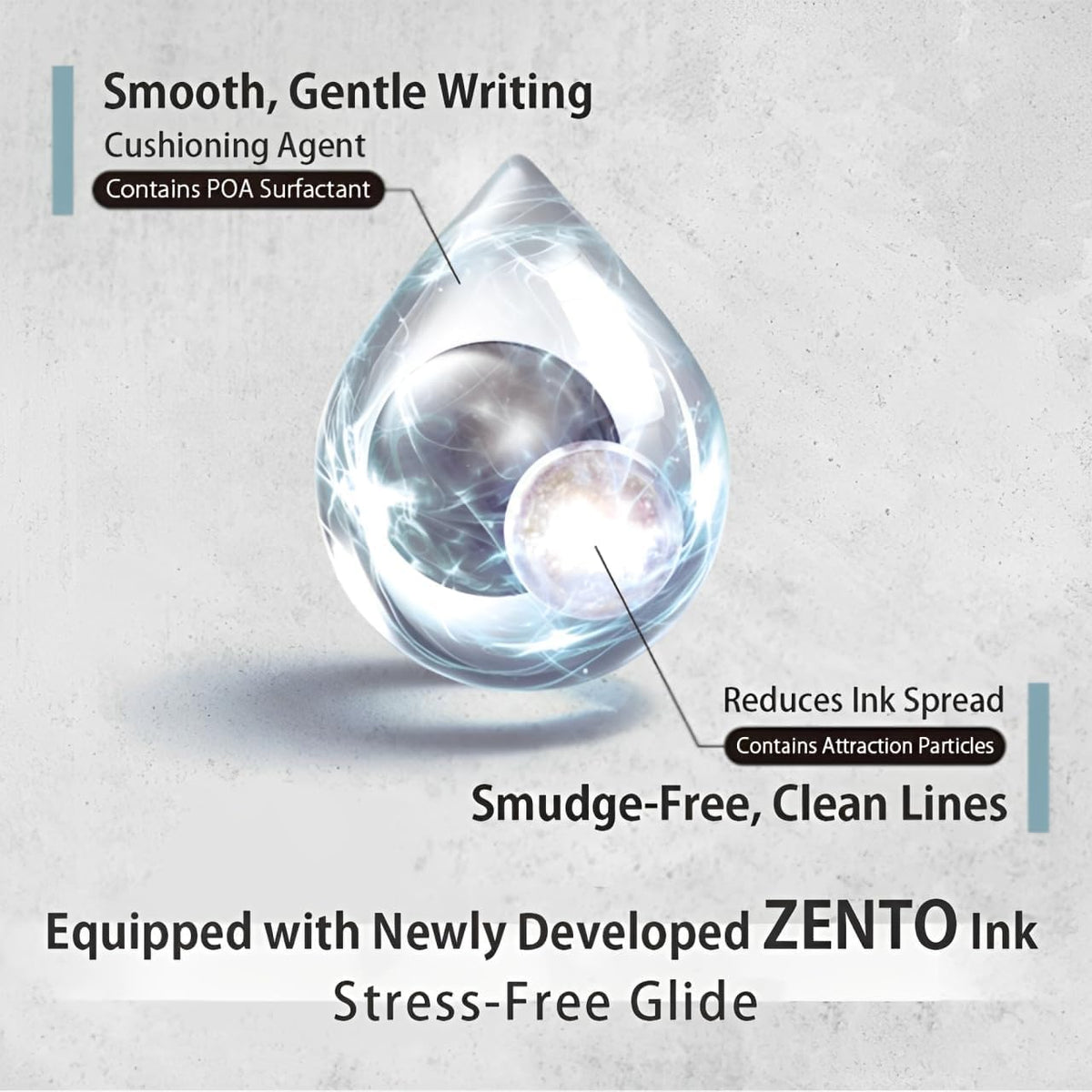 ZENTO Signature Model Metallic Black Ballpoint Pen 0.5mm Ink Color Black UBZH05M.24