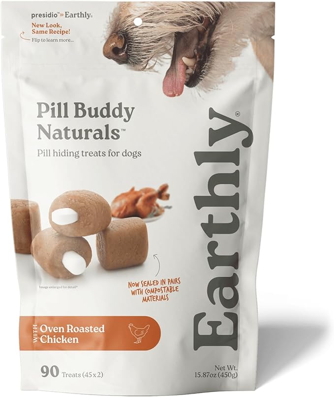 Earthly Pill Buddy Naturals - Chicken Recipe Pill Hiding Treats for Dogs - Make A Perfect Pill Concealing Pocket Or Pouch for Any Size Medication - 90 Servings