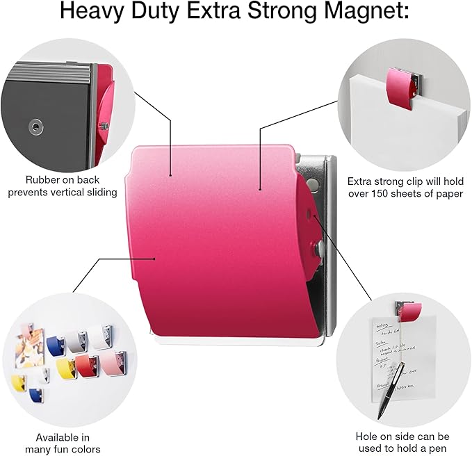 Plus Extra Strong Magnetic Clips, Large 3-Pack, Red