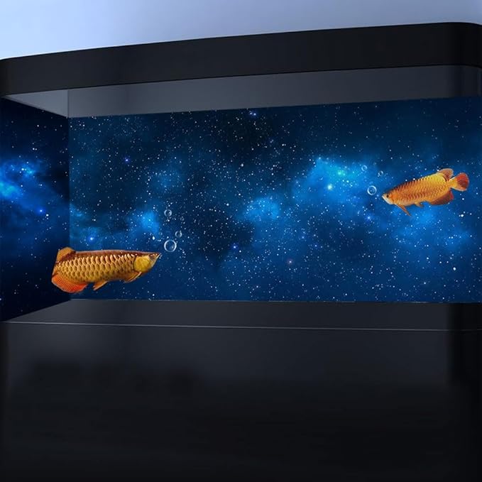 48X18IN Starry Aquarium Background, Art Starry Fish Tank Decorations Background, with 8 EVA Double-Sided Tape