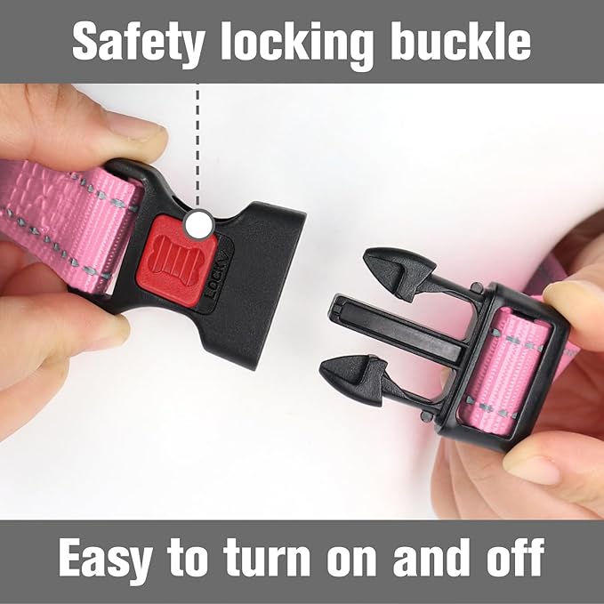 Joytale Martingale Collar for Dogs, Reflective Heavy Duty for Safety, Quick Release Buckle, Adjustable Nylon Collars for Large Dogs Walking Training, Pink, L