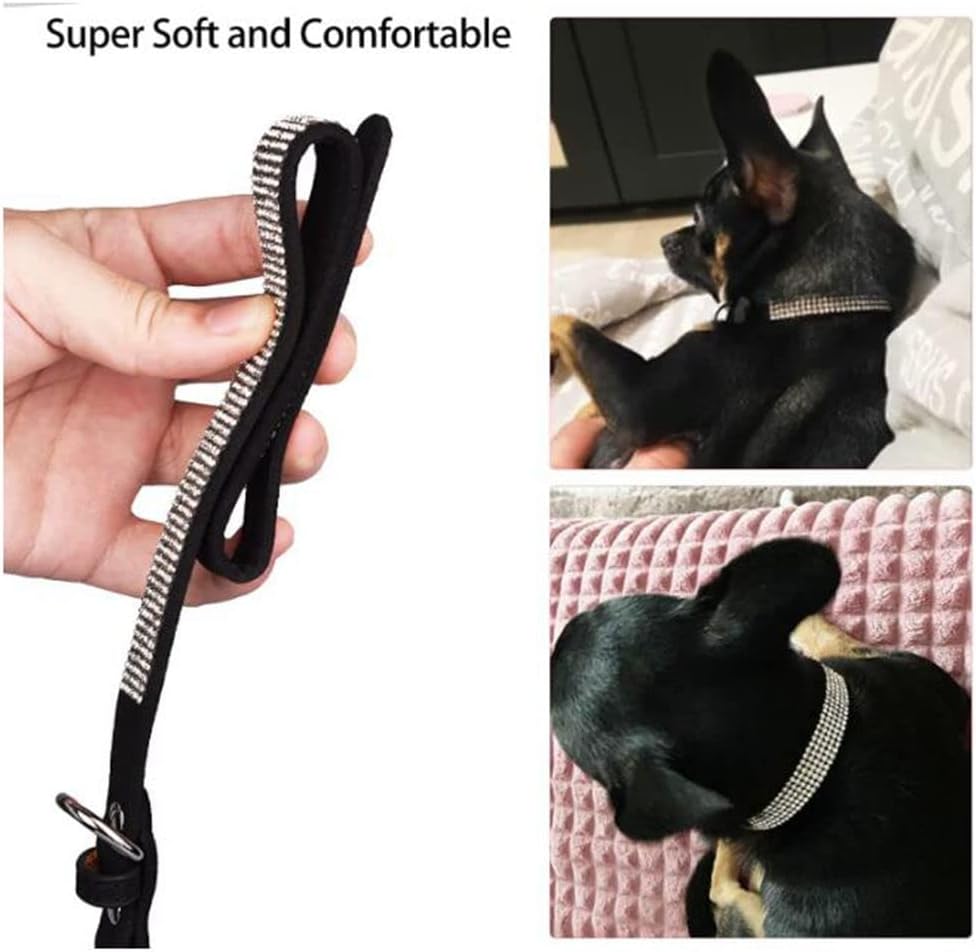 Rhinestone Dog Collar for Small Dogs, Bling Diamond Fancy Crystal Glitter Pretty Jewel Pet Puppy Collars for XXS XS Small Medium Large Breed Girl Dogs Female Cats Kitten, Colorful Black M