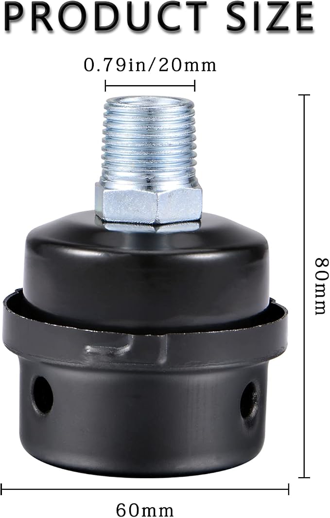 1/2" Thread Male Thread Diameter 20mm Air Compressor Silencer Filter, Thread