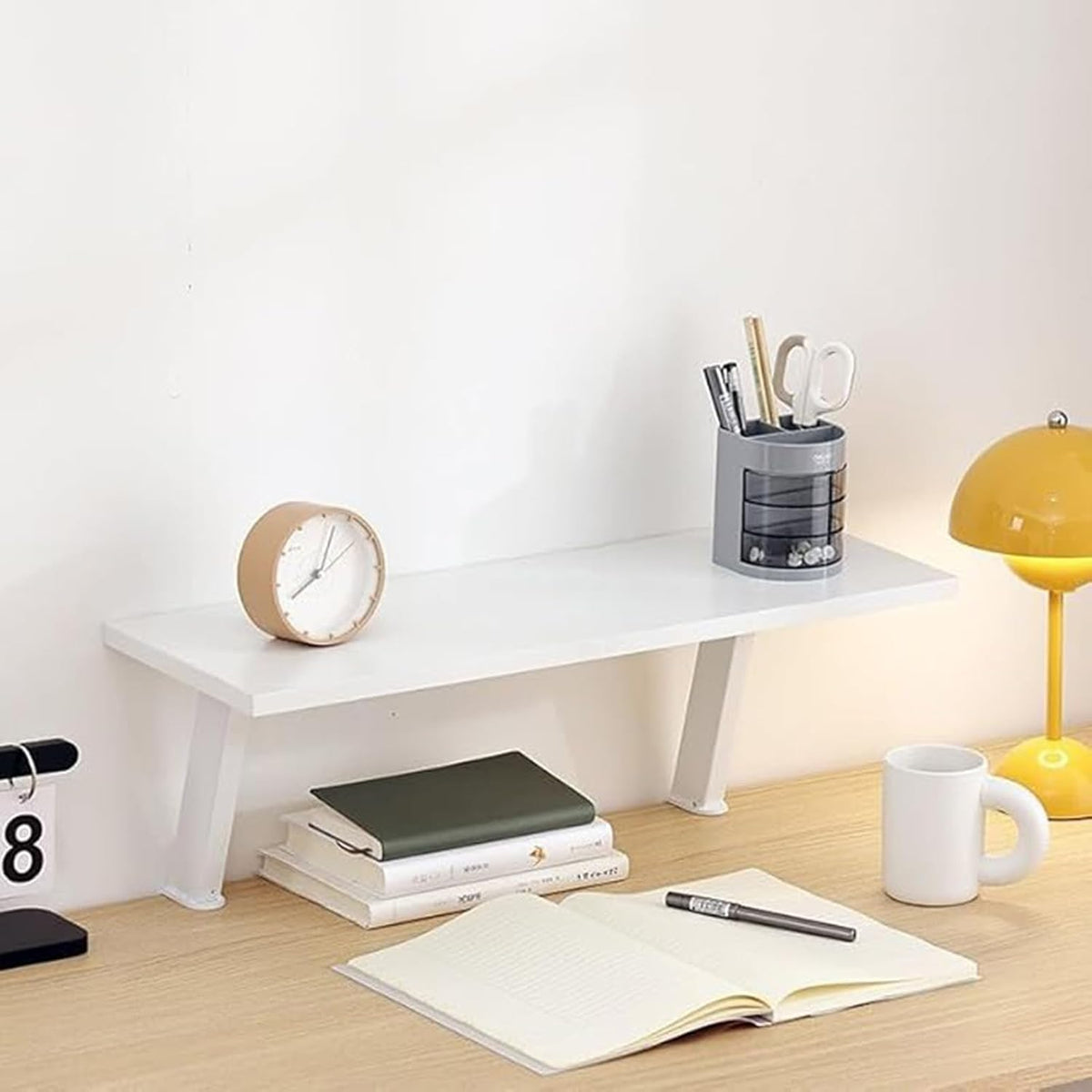 Clamp On Desk Organizer Shelf White Floating Desk Storage Extension