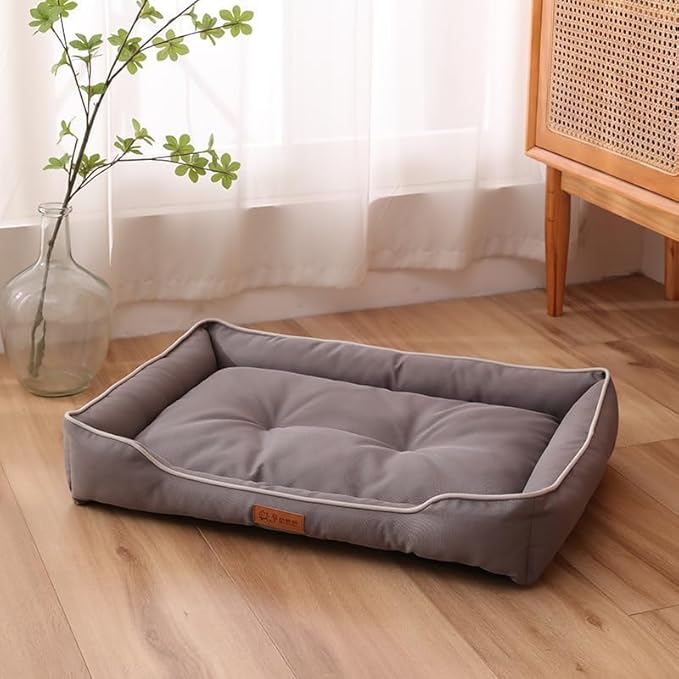 Pet Bed & Dog Beds: Waterproof Dog Bed for Small/Med/Large Dogs/Cats Premium Oxford Cloth, All-Season, Bite-Resistant, Shape-Retaining, Thick PP Cotton, Quick Rebound, Urine-Proof (Medium)