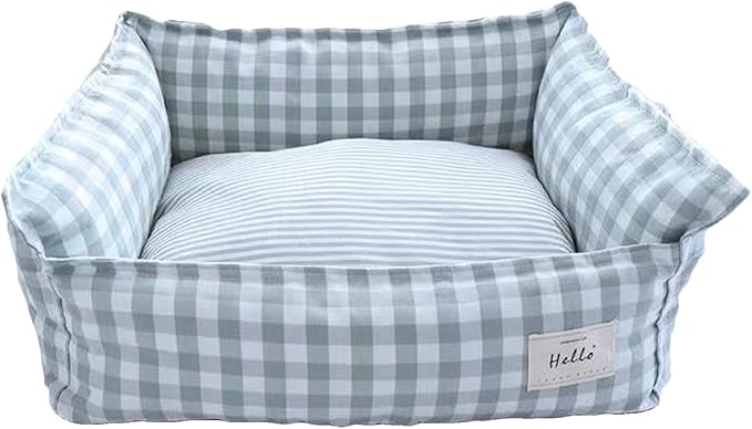 Original Rectangular Pet Bed Soft Cotton Dog Kennel with Non Slip Bottom, Removable Calming Sofa for Small Medium Dogs and Cats, Universal for All Seasons Green S