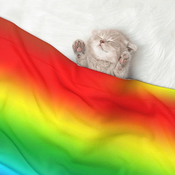 Dog and Cat Blanket in One, Colorful, Double Sided Plush Throw with Raised Dot Pattern on One Side and Flat Velvet on Other for Variety