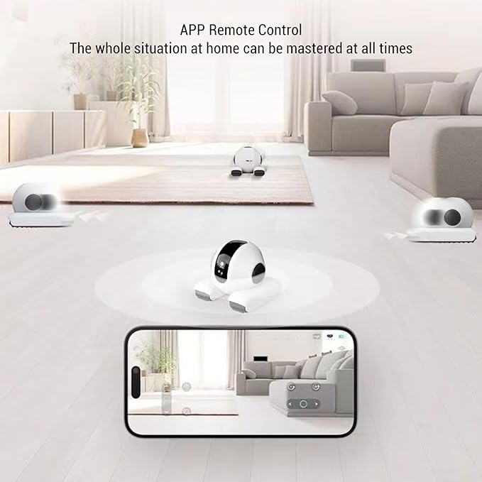 Pet Camera, 1920x1080 HD 2 Way Talk Motion Detection Auto Cruise 360 Rotation, with 6 Actions 8 Sounds for Cats and Dogs, APP Control Storage Indoor Security Camera (32G)