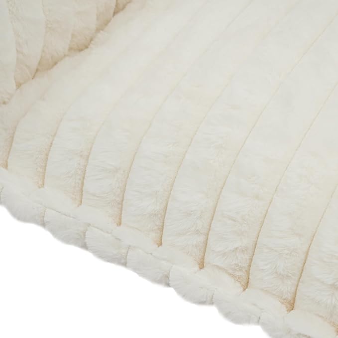 Pet Couch Bed for Dog and Cat, Plush Calming Couch for Pets with Removable Washable Cover, Modern Sofa Style Pet Bed for Home Living Room (White)