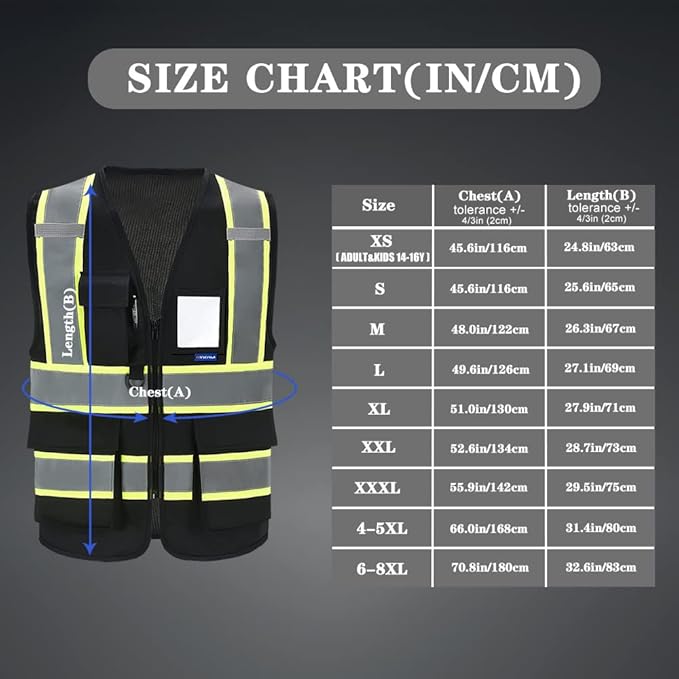 AYKRM 11 color High Vis Reflective Safety Vest for Women Men Security Pocket Zipper