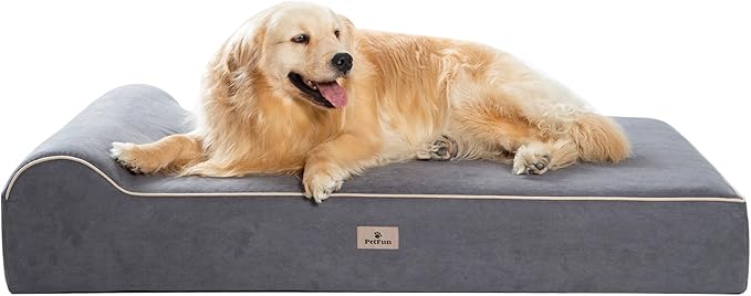 Jumbo Orthopedic Dog Bed for Large Dogs - 7-inch Thick Memory Foam Dog Bed with Pillow Removable Cover Machine Washable, Giant | 50 inch, Dark Grey