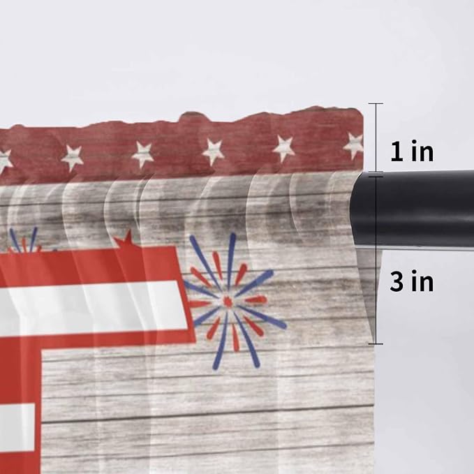 4th of July Sheer Valances for Windows 42"x12", Light Filtering Kitchen