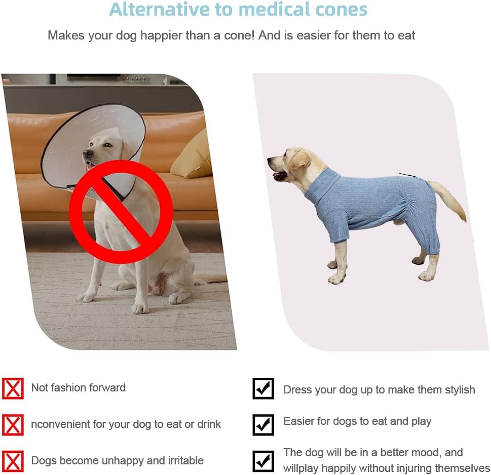 Dog Pyjamas Sweater Clothing and Loungewear Suitable for Medium to Large Breeds of Dogs, Dog Neutering Suits, Extra-Large Stretch Fabric, Four-Legged Dogs Clothes Pyjamas(Sweater Blue, 2XL)