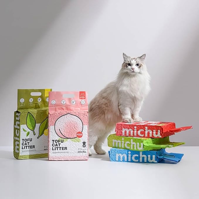 Tofu Cat Litter Natural Clumping Tofu Cat Litter, Fast Clumping and Easily Scoop-able 5.5lb/88oz 5 Scents - Original, 2 Pack