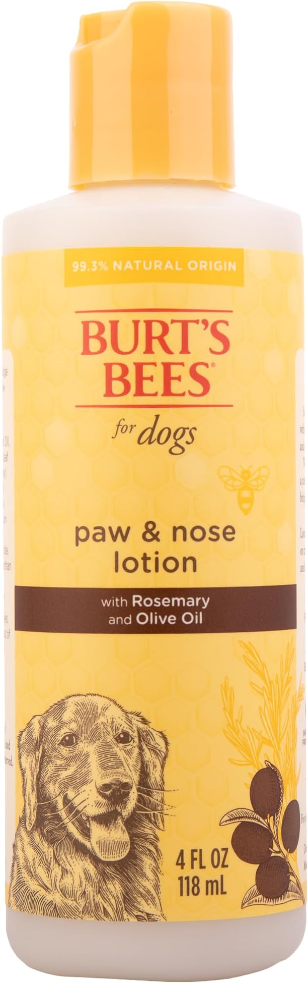 Burt's Bees for Pets Dog Paw and Nose Lotion with Rosemary and Olive Oil, Moisturizing Paw Balm for Dry Cracked Pads and Dog Nose Butter Moisturizer, Paw Lotion for Dogs Skin Care, 4 Fl Oz - 24 Pack