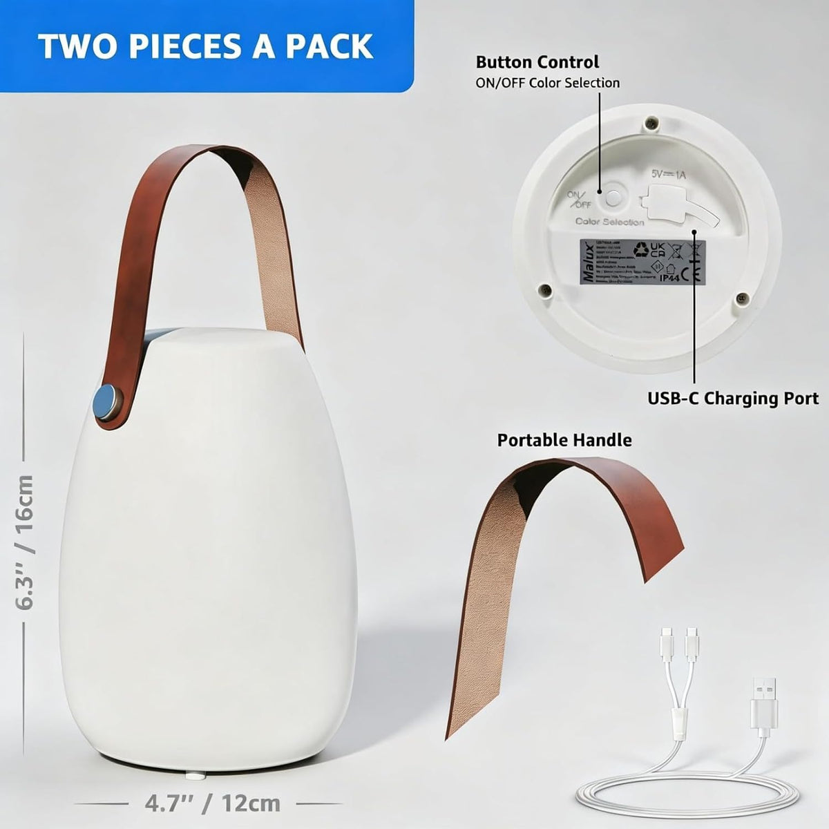 uuffoo 2 Pack Rechargeable Portable Table Lamp with Remote