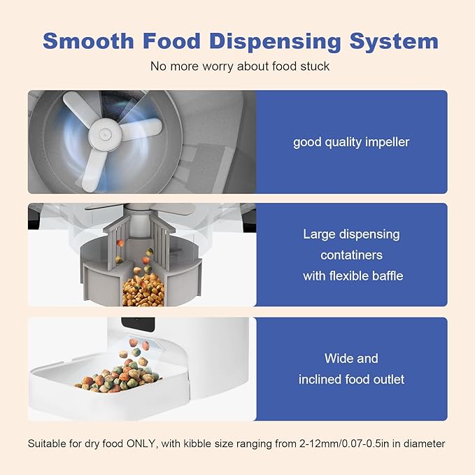 Automatic Cat Feeder, Cat Food Dispenser with 10s Voice Recorder, Pet Feeder up to 8 Meals per Day, Timed Feeder with Dry Food Sealed Ring (Jade White, 4L-Basic)