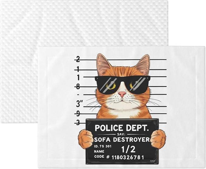Cat Holding Mugshot Sign Print Soft Plush Pet Blanket, Washable Dog Blanket, Cat Fleece Throw, Puppy Bed Crate Mat & Sofa Couch Protector - Small