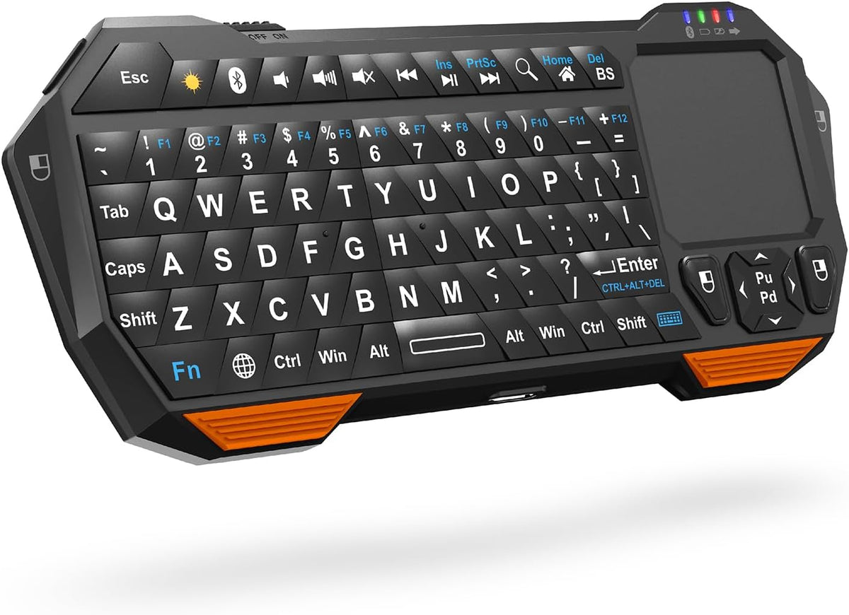 Fosmon Mini Keyboard with Touchpad Mouse, 2.4G Wireless+ Bluetooth, Backlit