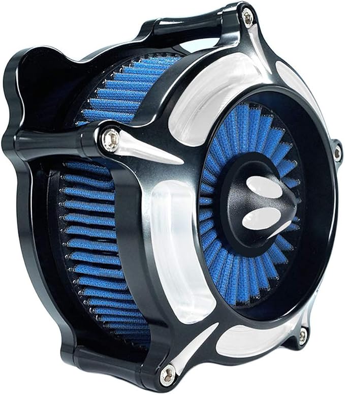 Motorcycle Air Filter Turbine Intake Cleaner Kit Cnc Cut Chrome