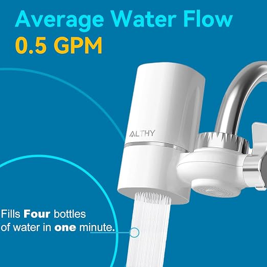 ALTHY Faucet Water Filter, BPA-Free Sink Tap Water Purifier, Certified Reduces
