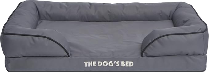The Dog’s Bed Replacement Outer Cover & Bolster for Standard Foam Beds, Oxford Fabric, Grey, Large