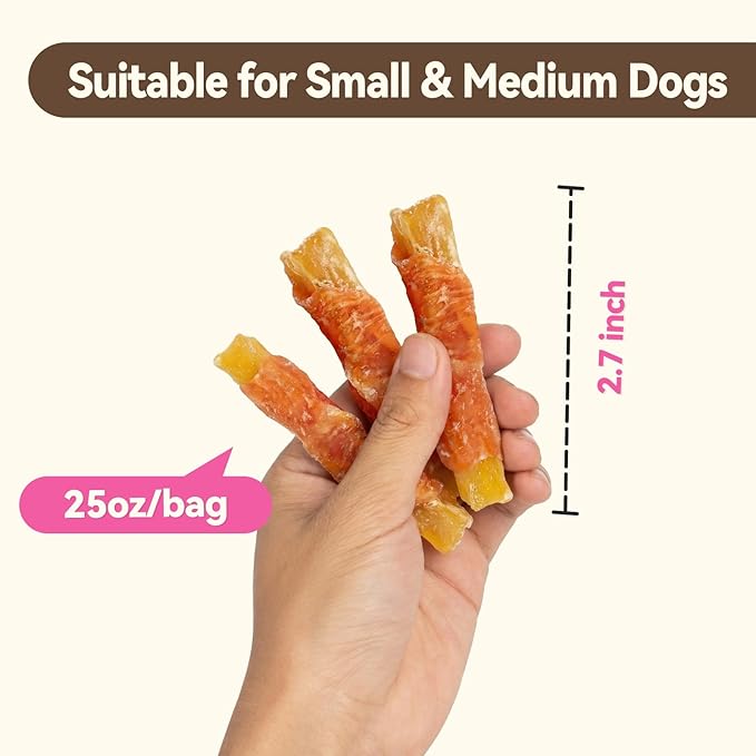 Dog Treats, Chicken Wrapped Sweet Potato, Soft Rawhide-Free Chews for Puppies & Small Dogs, 25 oz
