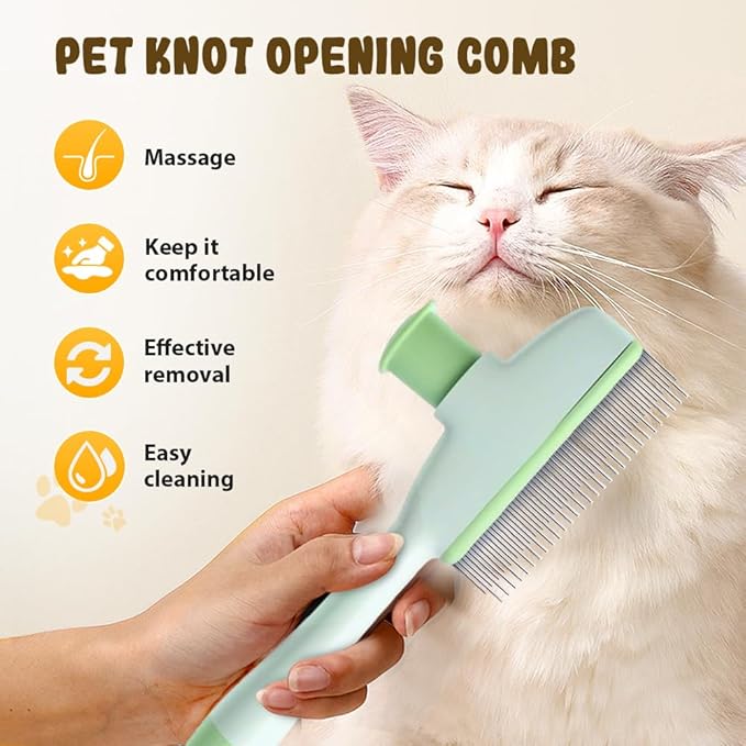 Pet Hair Removal Comb, 2025 New Flea Comb, Multifunctional Grooming Brush for Home Use, Portable Shedding Brush for Pet Owners (Blue+Yellow)