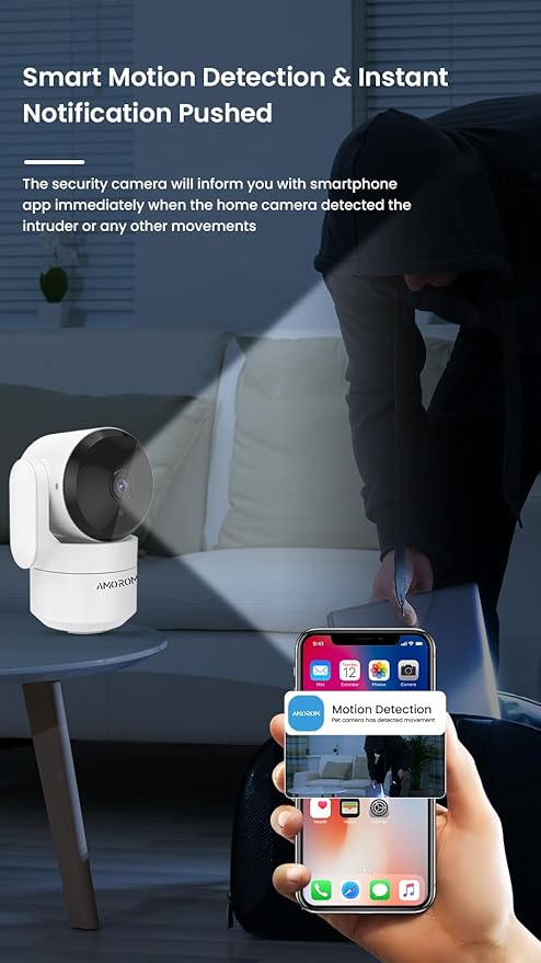 2 Pack Indoor Wired Security Cameras, 360° WiFi Camera for Home/Pet/Baby with Night Vision, AI Motion Detection, 2-Way Audio, Local/Cloud Storage, Compatible with Alexa & Google Assistant