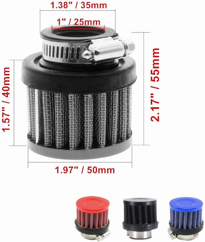 4 Pack ID I inch Air Intake Filter