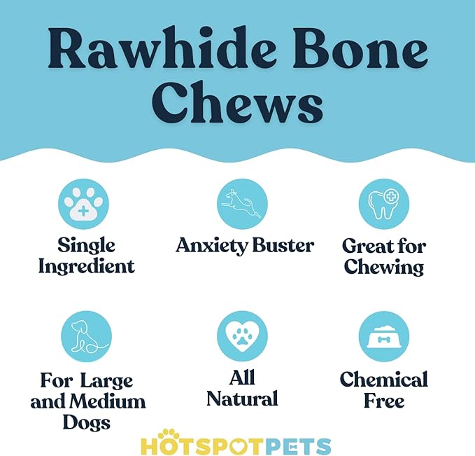 hotspot pets 8-9 Inch Large Rawhide Dog Chew Rolls (10 Pack) - Made from Grass Fed Cows - Great for Dental & Oral Care for Aggressive Chewers Large Dogs