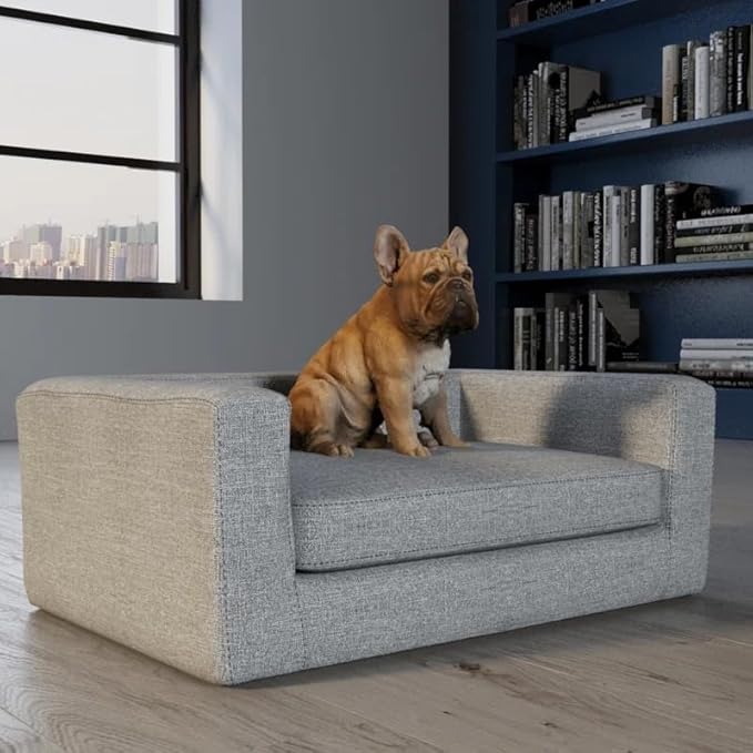 Premium and Luxury Elegant Dog Sofa Bed, Dog Bed, Dog Couches for Small to Medium Dogs with Removable Washable Cover, Elevated Dog Bed, Pet Furniture for Small to Medium Dogs, Gray