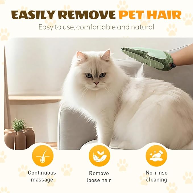 All-in-One Grooming Mist Glove for Pets, Cat Grooming Steam Gloves, Double Sided Pet Hair Remover Gloves for Clothes Furniture, Removal Glove Tool For Long Short Curly Dogs Cats Hair (Blue)