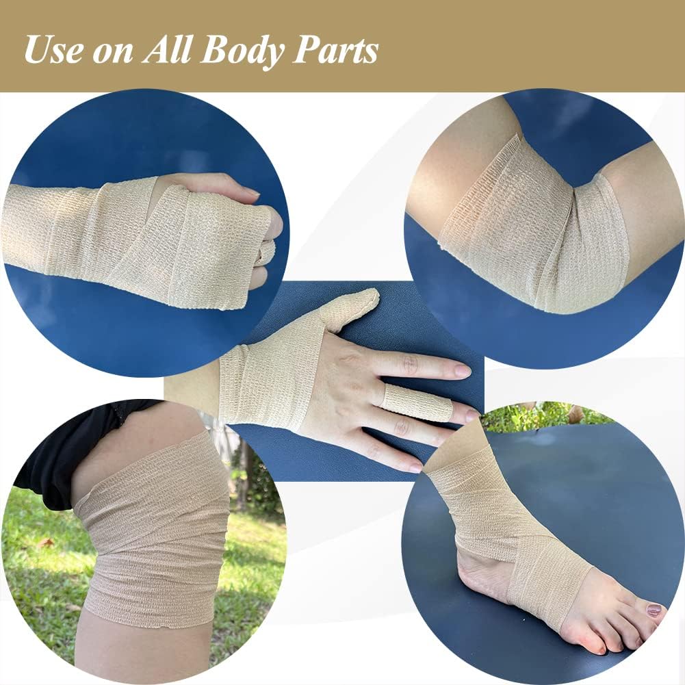 Self Adhesive Bandage Wrap,2 Inch White Elastic Cohesive Bandages, Vet Wrap for Dogs,Tattoo Grip Sports Breathable Tape Bulk for First Aid, Wrist Sprains Protection