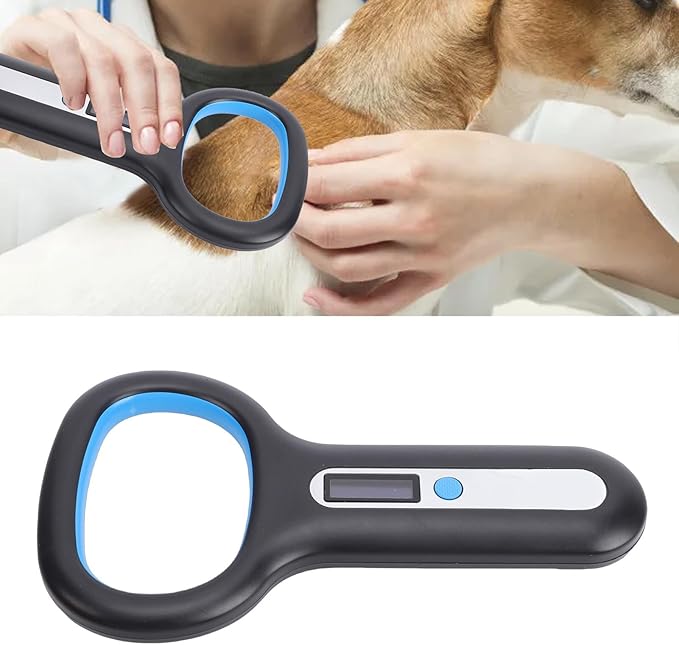 Pssopp Pet Microchip Scanner, Bluetooth Animal Tag Reader with 128 Data Storage and OLED Display for Dogs Cats Pigs Chickens Ducks Cattle Sheep (Black)