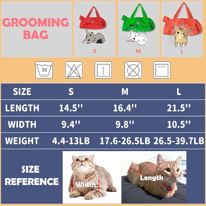 Kukaster Pet Cat’s Restraint Bag for Claw Care Nail Trimming Anti-Scratching Grooming Bag for Cats Medical Examination（Yellow-l
