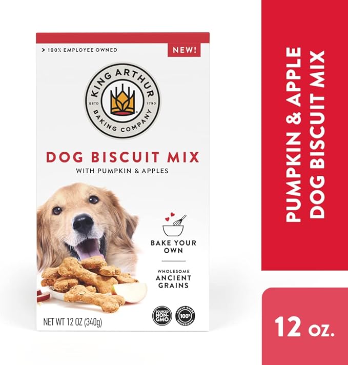 King Arthur Baking Company Dog Biscuit Mix, Pumpkin & Apple, Homemade Dog Treats, 12oz (Pack of 2)