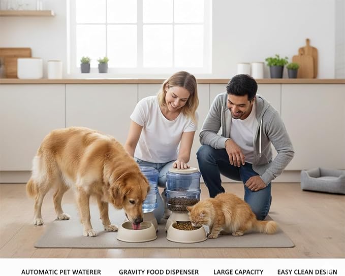 Pet Feeding Solution Automatic Cat & Dog Cafe Feeder and Water Dispenser in Set with Food Scoop - Ito Rocky 6-Meal Automatic Food Dispenser for Small/Middle Puppy and Kitten