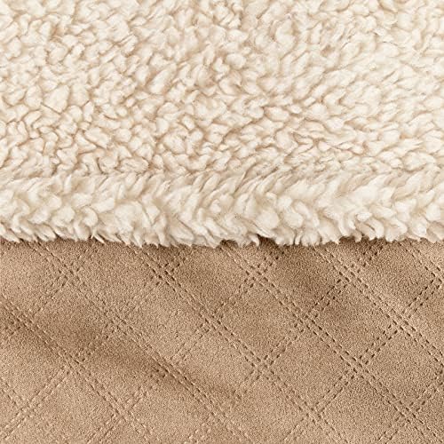 Orvis ComfortFill-Eco Fleece Wraparound Dog Bed - Soft Dog Beds with 360-Degree Support for Small, Medium, Large Dogs, Khaki - M