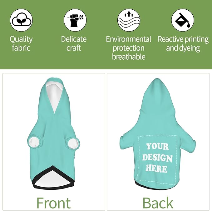 Dog Costume, Custom Dog Hoodie, Dog Name Costume Holiday Pet Pajamas Outfit, Personalized Pet Coat Costumes for Small Medium Large Dogs and Cats for Winter, Turquoise, L