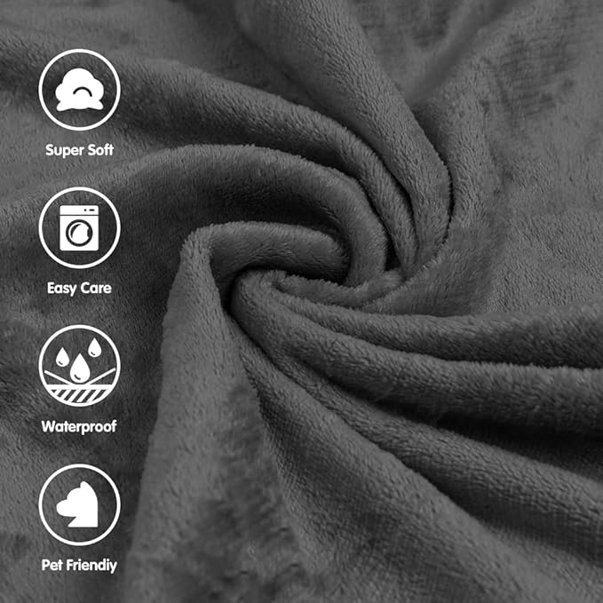 DUJUIKE Waterproof Bed Blanket, Waterproof Pet Blanket, Double-Sided Flannel Waterproof Leak-Proof Spill-Proof Cover Blanket for Dogs and Cats, Home Protection Cover, Camping and Travel(30"×40", Grey)