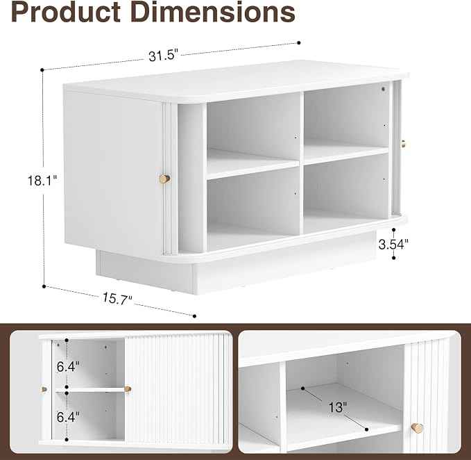 Fluted Shoe Storage Bench, Mud Room Benches