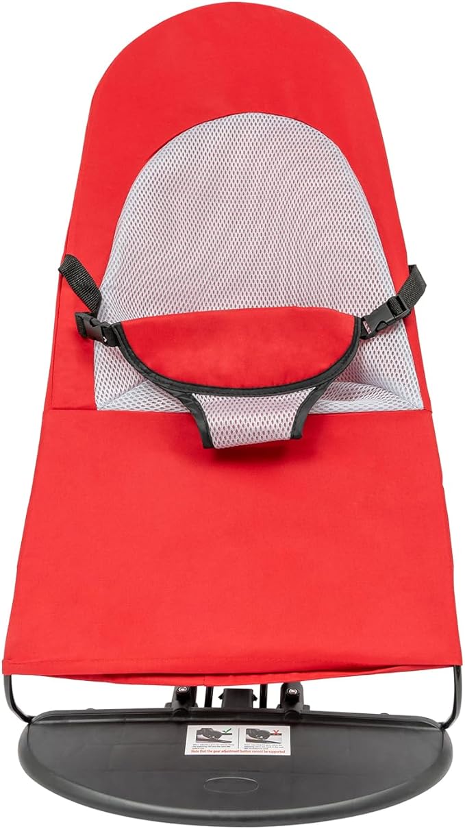 Pet Rocking Chair for Small Dogs & Cats, Portable Foldable Pet Rocker with 3-Level Height Adjustment & 33lbs Capacity, Washable Breathable Indoor/Outdoor Fur Baby Bouncer Bed (Red)