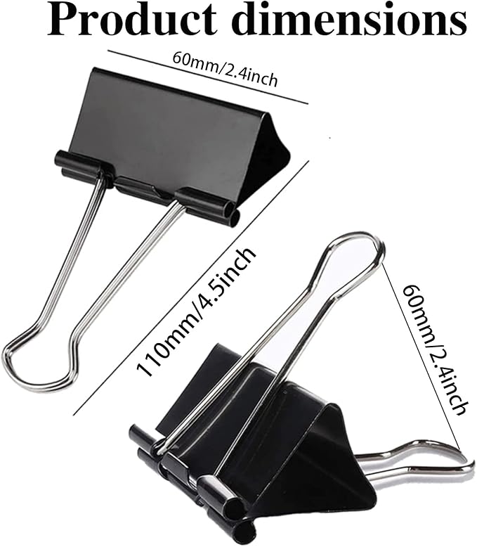 Extra Large Binder Clips 2.4 Inch (60 Pack), Large Binder Clips Big Paper Clips Clamps for Office and Home Supplies, Black