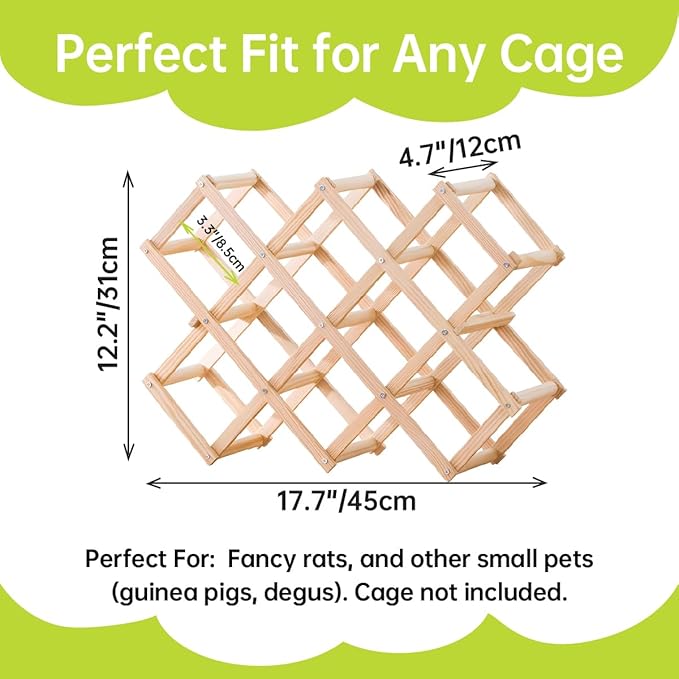 Wooden Rat Climbing Toys for Pet Rats - Natural Cage Accessories,Climbing Ladder,Hanging Enrichment Toys for Fancy Rats,Fun & Safe Play & Chew Activities,L